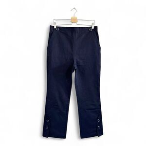 MARNI Navy Blue Cropped Cotton Linen Blend Trousers High Rise Size 42 US 6